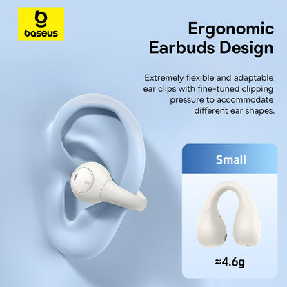 Baseus AirGo AS01 Clip On Open-Ear Bluetooth Wireless Earbuds With Dual ENC Mics Ultra-Lightweight Earphone