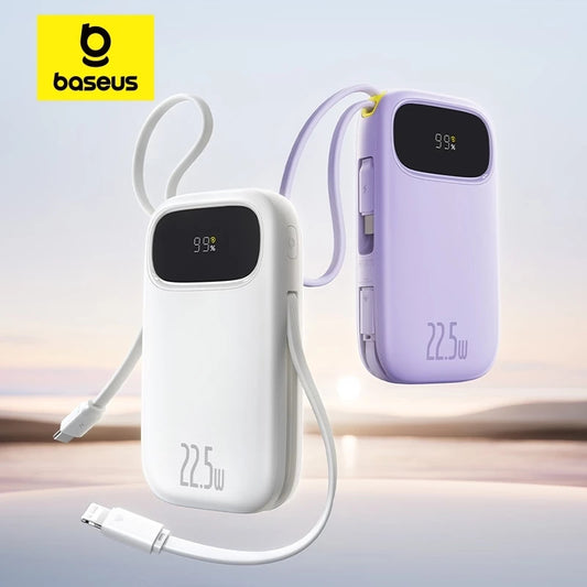 【New&Upgraded】Baseus EnerFill FC31 Power Bank 20000mAh 22.5W Fast Charging | Digital Display | Dual Cables 10% Smaller