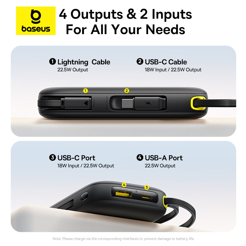 【New&Upgraded】Baseus EnerFill FC31 Power Bank 20000mAh 22.5W Fast Charging | Digital Display | Dual Cables 10% Smaller