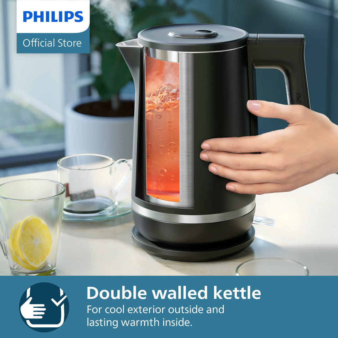 (NEW) PHILIPS Double Wall Kettle 5000 Series HD9395/90, 1.7L, Stainless Steel
