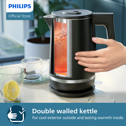 (NEW) PHILIPS Double Wall Kettle 7000 Series HD9396/90, 1.7L, Stainless Steel, Digital Display, Temperature Control