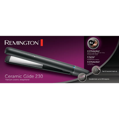 Remington S3700 Ceramic Glide 230 Hair Straightener | Ceramic Coated Plates | Floating Plates | Easy Storage