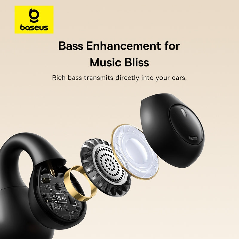 【Local Stock-48 hours shipped】Baseus Bass 15 Clip Open-Ear TWS Earbuds Wireless Earphone Bluetooth 5.4 Headphone ENC