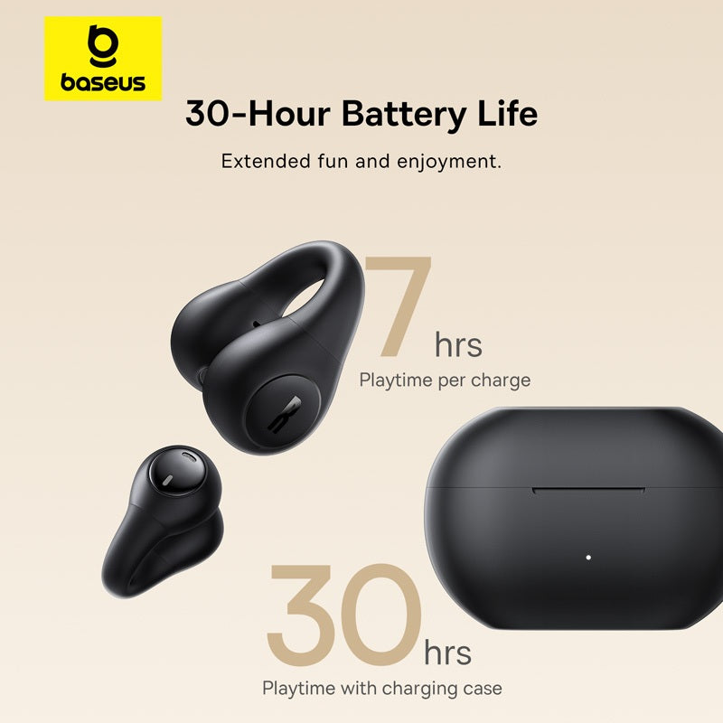 【Local Stock-48 hours shipped】Baseus Bass 15 Clip Open-Ear TWS Earbuds Wireless Earphone Bluetooth 5.4 Headphone ENC