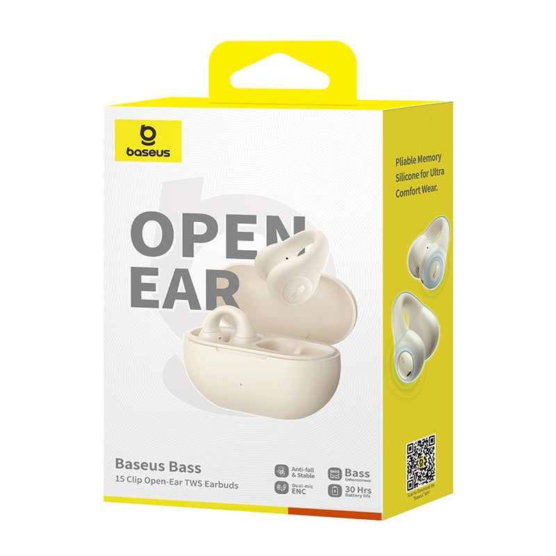 【Local Stock-48 hours shipped】Baseus Bass 15 Clip Open-Ear TWS Earbuds Wireless Earphone Bluetooth 5.4 Headphone ENC