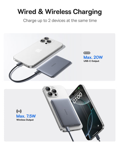 Baseus PicoGo AM41 Ultra-Slim Magnetic Power Bank 5000mAh 20W Cosmic Black (Cable USB-C to USB-C 60W
