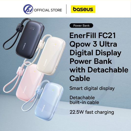 Baseus EnerFill FC21 Qpow 3 Ultra Digital Display Power Bank with Detachable Cable 10000mAh/20000mAh