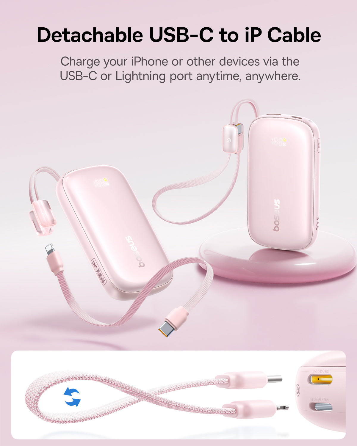 Baseus EnerFill FC21 Qpow 3 Ultra Digital Display Power Bank with Detachable Cable 10000mAh/20000mAh