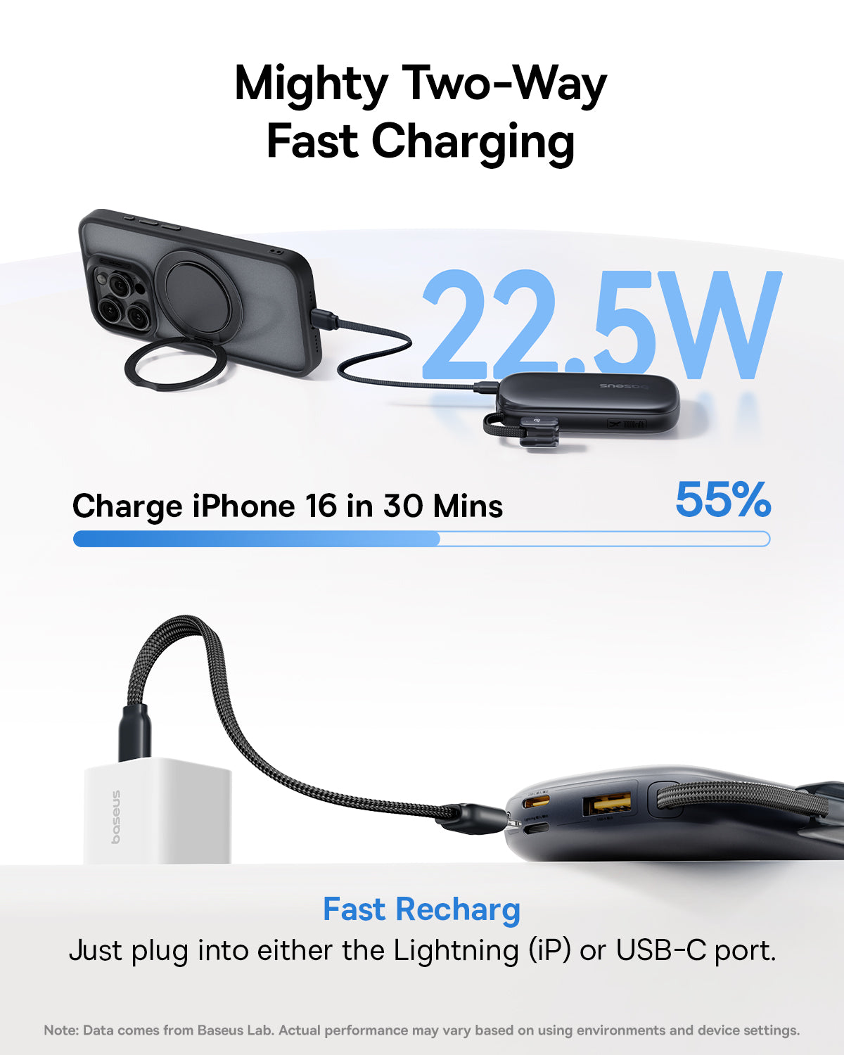 Baseus EnerFill FC21 Qpow 3 Ultra Digital Display Power Bank with Detachable Cable 10000mAh/20000mAh