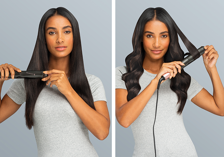 Remington S6606 Curl & Straight Confidence 2-in-1 Hair Styler | Twisted Ceramic Plates | Digital Temperature Control | Frizz-Free