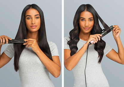 Remington S6606 Curl & Straight Confidence 2-in-1 Hair Styler | Twisted Ceramic Plates | Digital Temperature Control | Frizz-Free