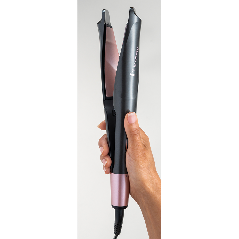 Remington S6606 Curl & Straight Confidence 2-in-1 Hair Styler | Twisted Ceramic Plates | Digital Temperature Control | Frizz-Free