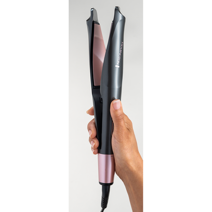 Remington S6606 Curl & Straight Confidence 2-in-1 Hair Styler | Twisted Ceramic Plates | Digital Temperature Control | Frizz-Free