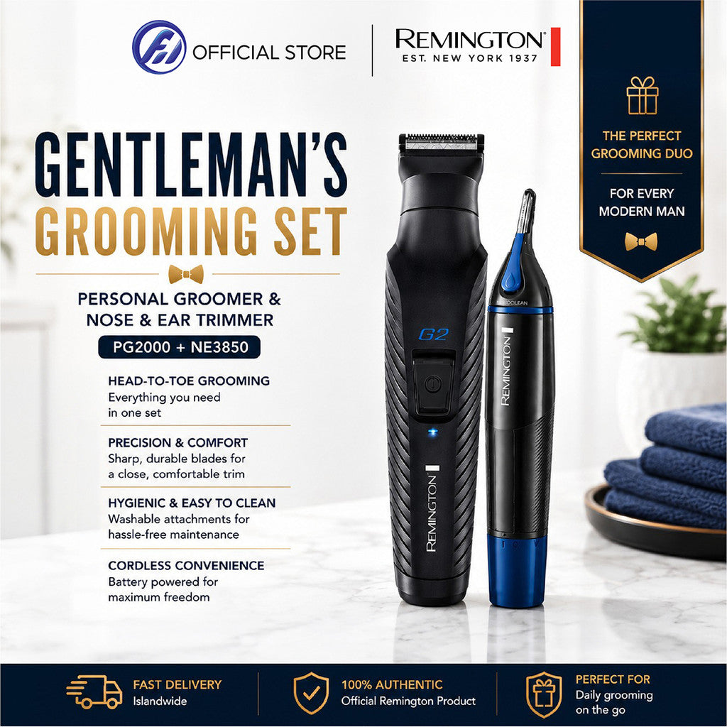 Remington PG2000 + NE3850 Grooming Bundle | Beard Hair Nose Ear Trimmer Set for Men