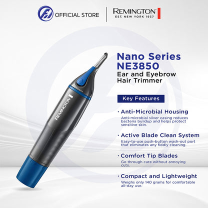 Remington NE3850 Nose, Ear and Eyebrow Trimmer | Nano Series | Rotary & Showerproof | Grooming for Men