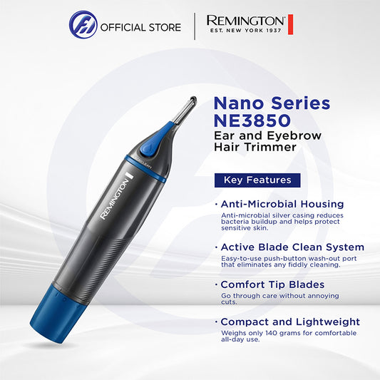 Remington NE3850 Nose, Ear and Eyebrow Trimmer | Nano Series | Rotary & Showerproof | Grooming for Men