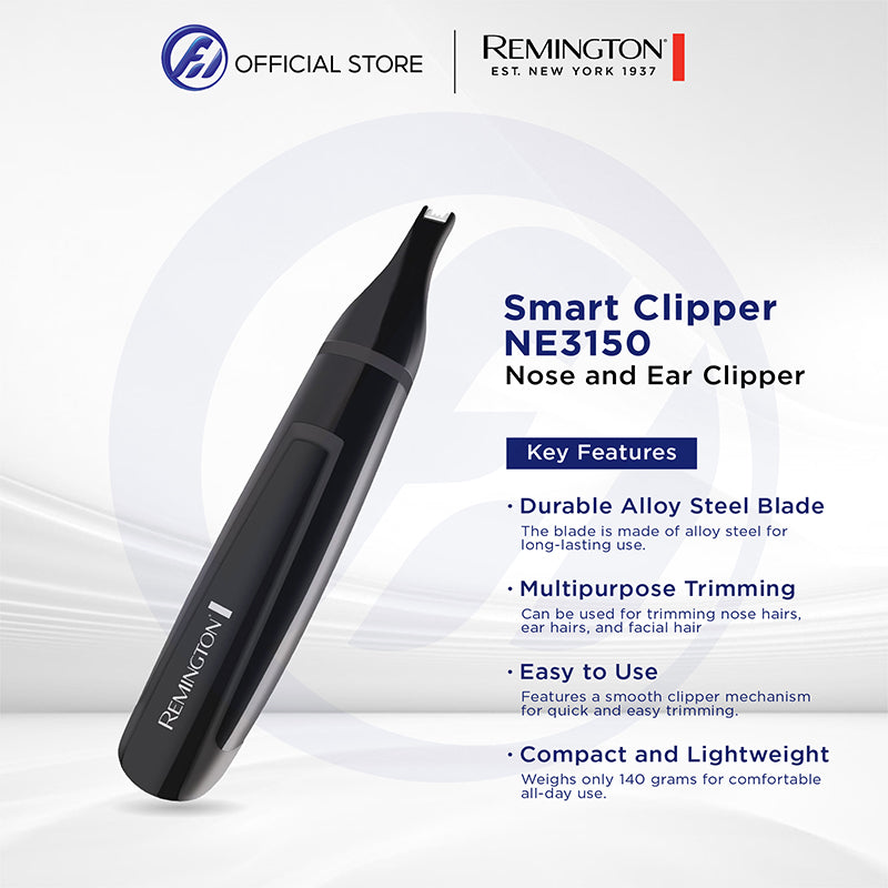Remington NE3150 Smart Nose, Ear and Eyebrow Clipper | Advanced Steel Blades | Washable | Battery Operated