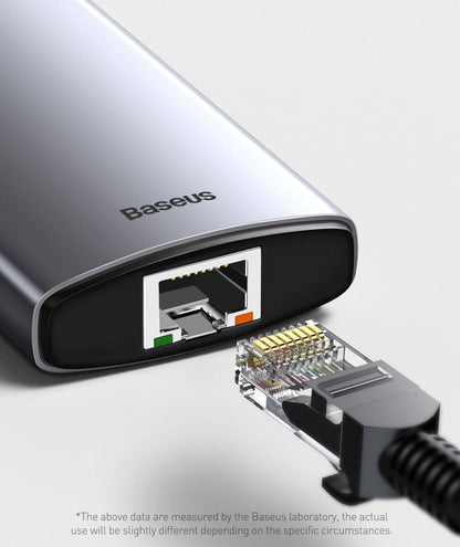 Baseus Metal Gleam Series 6-in-1 Multifunctional Type-C HUB Docking Station Gray（Type-C to HDMI*1+USB3.0*3+PD*1+RJ45*1)