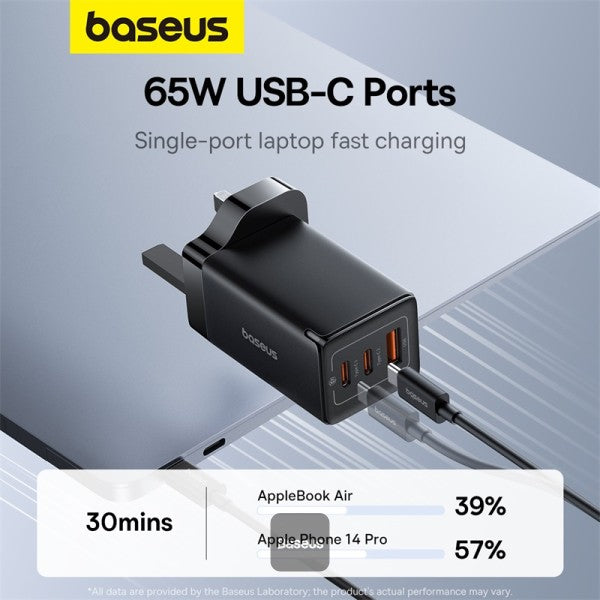 OS-Baseus GaN5 Pro Fast Charger 2C+U 65W UK(Include：Baseus Xiaobai series fast charging Cable Type-C to Type-C 100W(20V/5A) 1m）