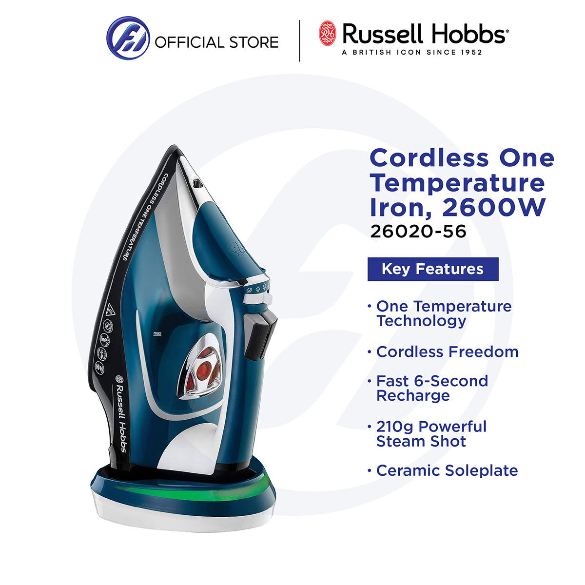 Russell Hobbs 26020-56 One Temperature Cordless Iron