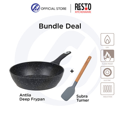 Resto Kitchenware Antlia 93064 Deep frypan Diameter 28cm h= 7.7 cm + RESTO KITCHENWARE 94203 SUBRA TURNER