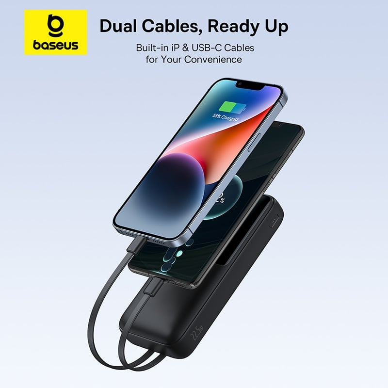 OS-Baseus Lipow Dual-Cable Power Bank with Digital Display 20000mAh 22.5W (Includes: Simple Data Cable USB-A to USB-C 3A 0.2m JPZY)