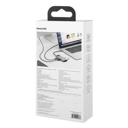 Baseus Metal Gleam Series 5-in-1 Multifunctional Type-C HUB Docking Station Gray（Type-C to HDMI*1+USB3.0*3+PD*1)