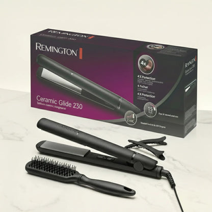 Remington S3700 Ceramic Glide 230 Hair Straightener | Ceramic Coated Plates | Floating Plates | Easy Storage