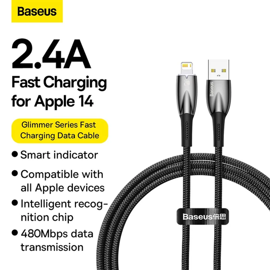 Baseus Glimmer Series Fast Charging Data Cable USB to iP 2.4A 1m/2m