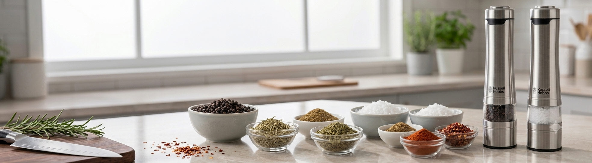 Russell Hobbs 23460-56 Classics Electric Salt and Pepper Grinder Set in brushed stainless steel