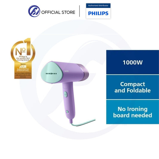 PHILIPS 3000 Series Handheld Garment Steamer - STH3010/30, Compact & Foldable, 1000W, 20g/min steam, 100 ml water tank