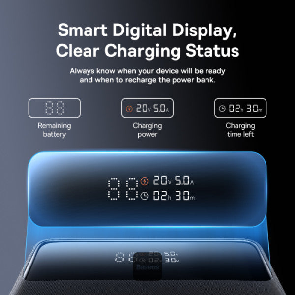 OS-Baseus H1 Fast Charging Power Bank with Digital Display 20000mAh 100W Cosmic Black